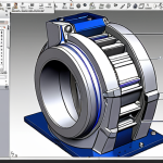 **Prompt:** Detailed technical drawing of a machine part in SolidWorks, showcasing optimization for weight reduction, with annotations highlighting material selection and performance improvements. Focus on precision and innovation in machine design.