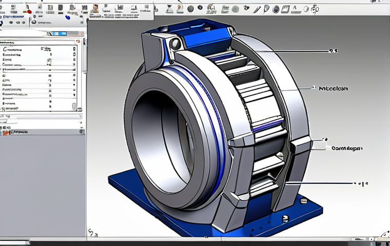 **Prompt:** Detailed technical drawing of a machine part in SolidWorks, showcasing optimization for weight reduction, with annotations highlighting material selection and performance improvements. Focus on precision and innovation in machine design.